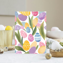 Färgstarka Påskägg | Söt vattenfärgsfärg målad Vykort