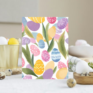 Färgstarka Påskägg | Söt vattenfärgsfärg målad Vykort