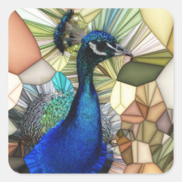 Färgstarka peacock Mosaic Stickers Fyrkantigt Klistermärke