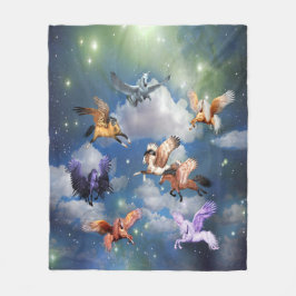 Färgstarka Pegasus Flies Horses Myth är reellt Fleecefilt