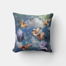 Färgstarka Pegasus Flies Horses Myth är reellt Kudde
