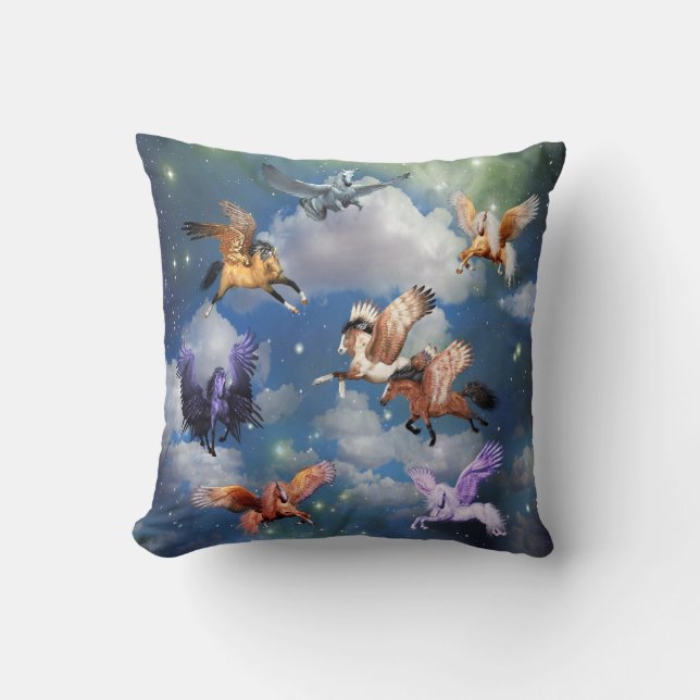 Färgstarka Pegasus Flies Horses Myth är reellt Kudde (Framsida)