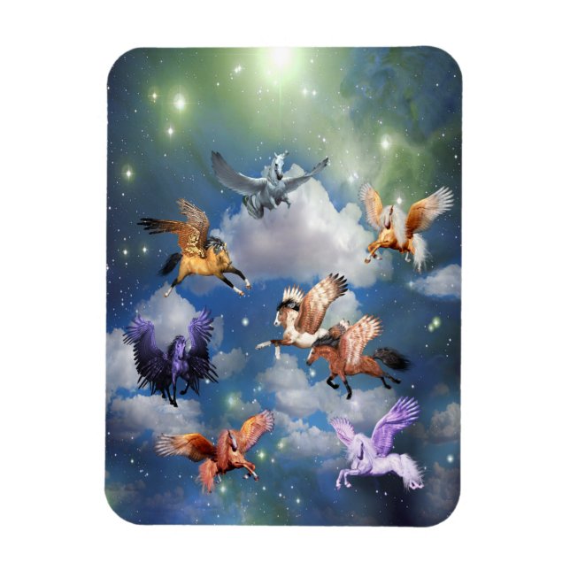 Färgstarka Pegasus Flies Horses Myth är reellt Magnet (Vertikal)
