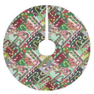 Färgstarka Polkagrisar Julgransmatta Borstad Polyester
