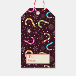 Färgstarka Polkagrisar till jul med Snöflingor Presentetikett