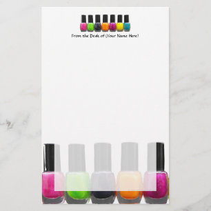 Färgstarka polska Flaskor, Nail Salon, Nagel Brevpapper