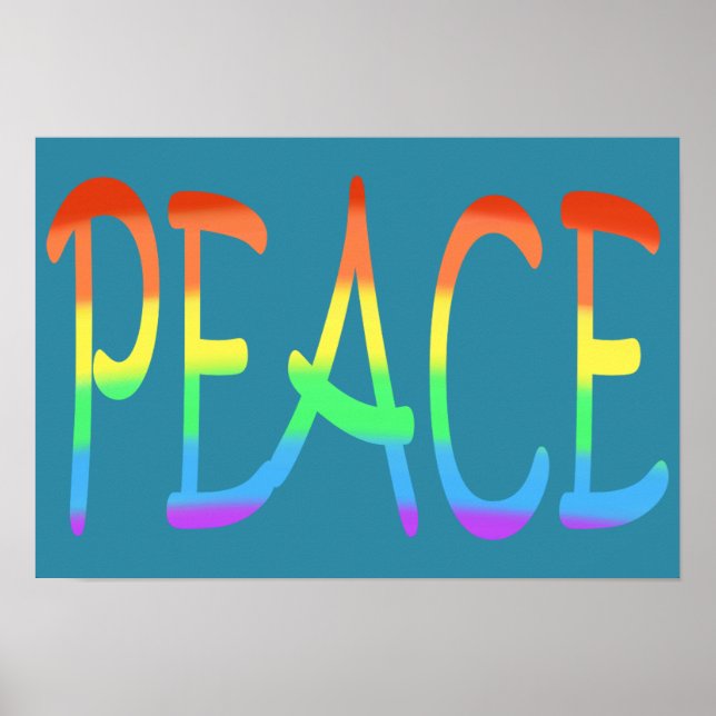 Färgstarka regnbågar Färg Peace Ord Poster (Framsidan)