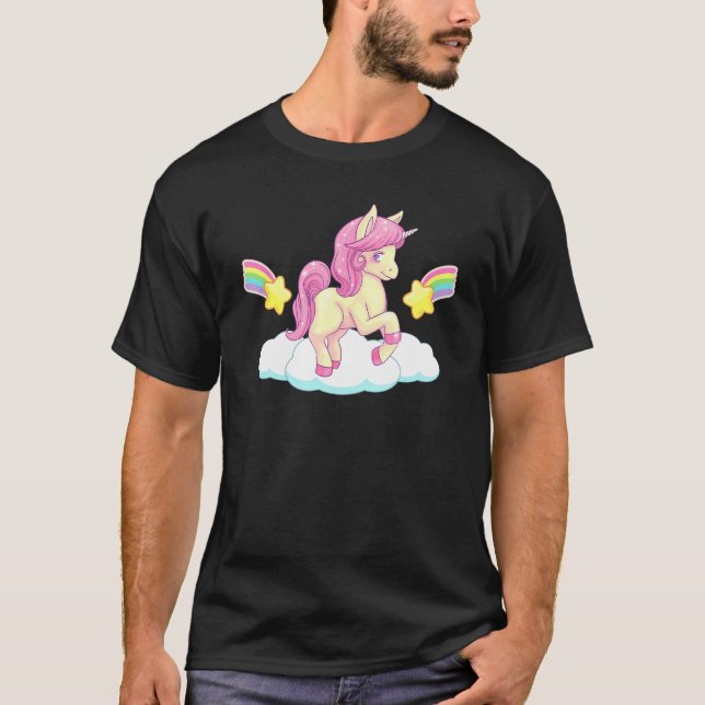 Färgstarka regnbåge Unicorn Cute Magic Horses T Shirt (Framsida)