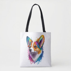Färgstarka regnbågrealistiska Welsh Corgi hund Tygkasse