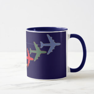 färgstarka reseflygplan mugg