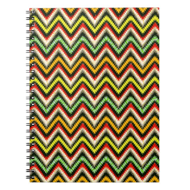 Färgstarka Retro Chevron Mönster Warm Tones Anteckningsbok (Framsidan)