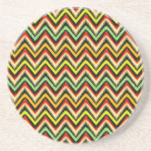 Färgstarka Retro Chevron Mönster Warm Tones Underlägg Sandsten
