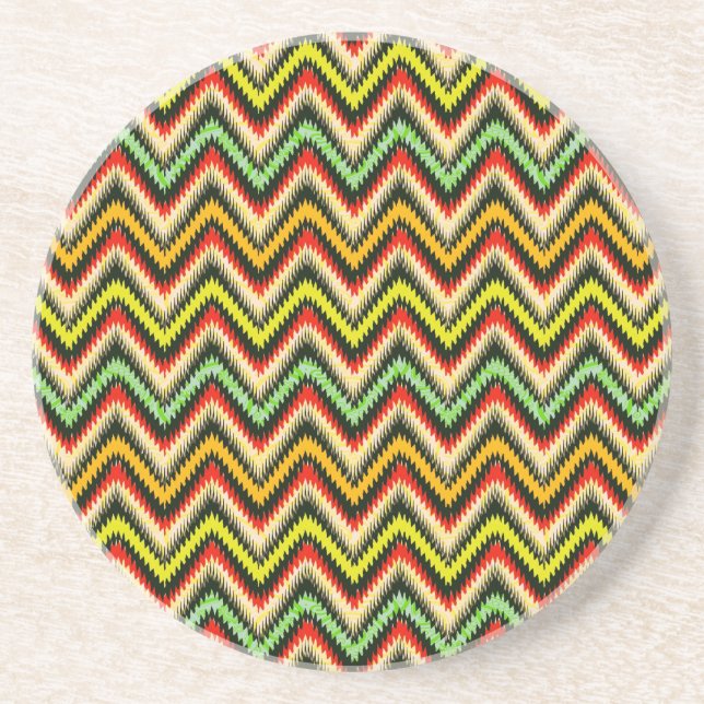 Färgstarka Retro Chevron Mönster Warm Tones Underlägg Sandsten (Framsidan)
