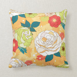 Färgstarka Retro Flowers Collage Kudde