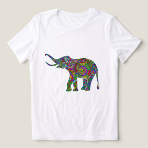 Färgstarka Retro Flowers Elephant 2 T-shirt I Triblend-tyg
