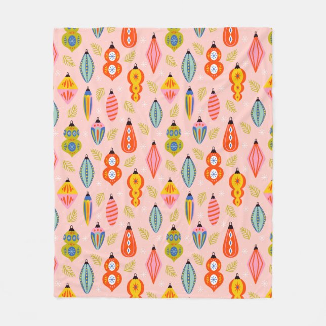 Färgstarka Retro-prydnadsföremål jul Mönster Fleecefilt (Framsidan)