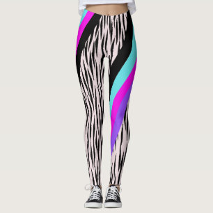 Färgstarka Rosa Zebra Animal Print Leggings