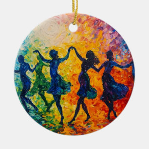 Färgstarka Silhouettes Dancing Julgransprydnad Keramik