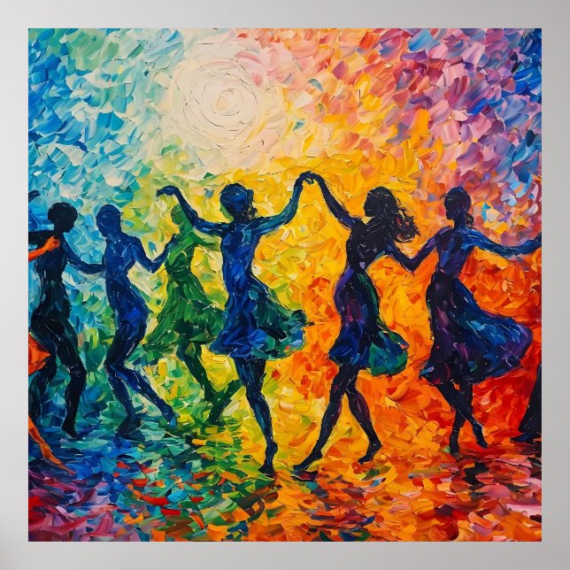 Färgstarka Silhouettes Dancing Poster (Framsidan)