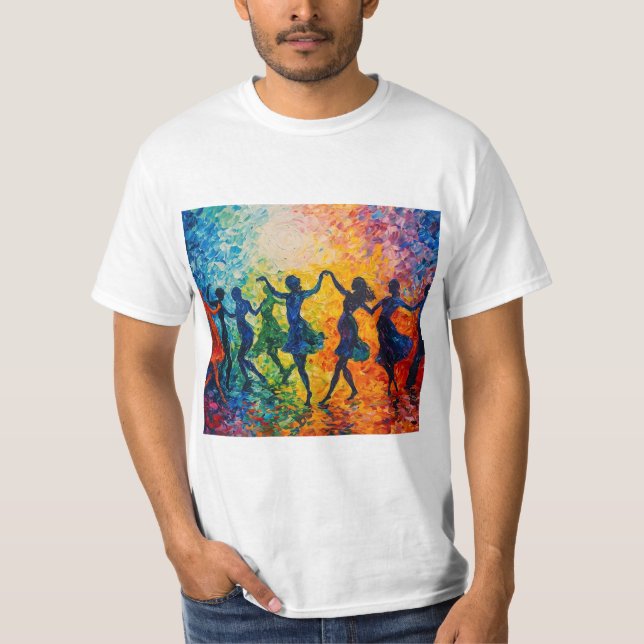 Färgstarka Silhouettes Dancing T Shirt (Framsida)