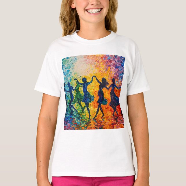Färgstarka Silhouettes Dancing T Shirt (Framsida)