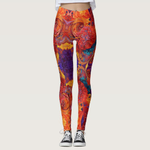 Färgstarka skärmar och blommor Färgmönster Leggings