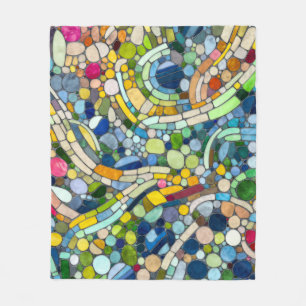 Färgstarka Småstarna Mosaic Art Fleecefilt