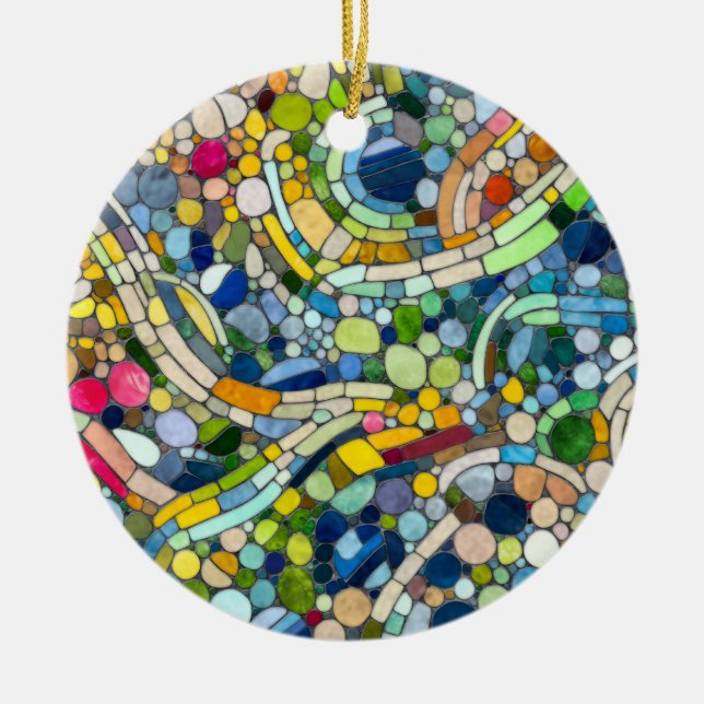 Färgstarka Småstarna Mosaic Art Julgransprydnad Keramik (Framsidan)