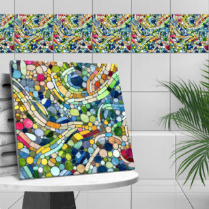 Färgstarka Småstarna Mosaic Art Kakelplatta