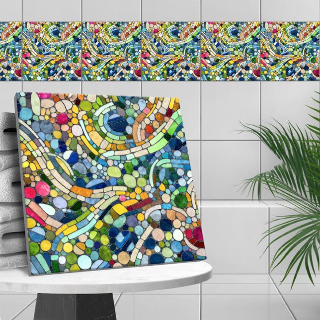 Färgstarka Småstarna Mosaic Art Kakelplatta (Skapare uppladdad)