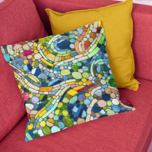 Färgstarka Småstarna Mosaic Art Kudde