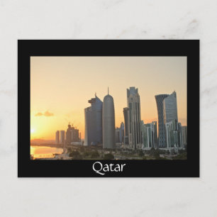 Färgstarka solnedgång över Doha, Qatar Vykort