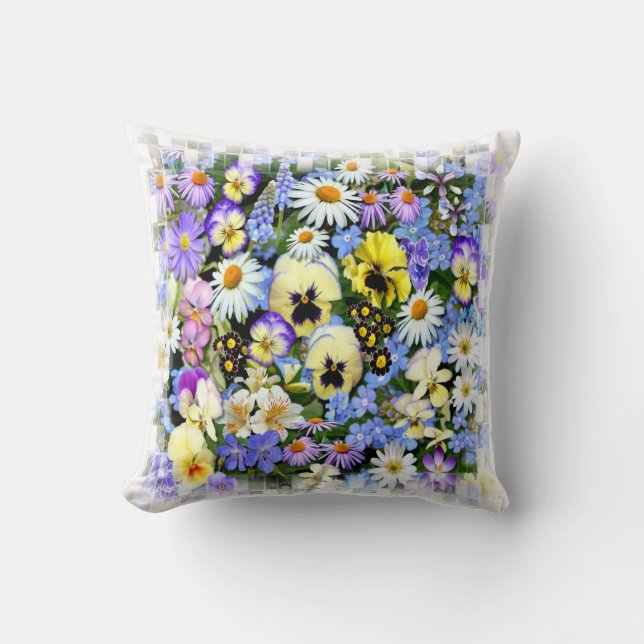 Färgstarka sommarblommor kudde (Framsida)