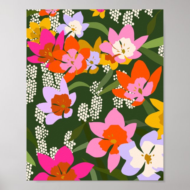 Färgstarka sommarblommor poster (Framsidan)