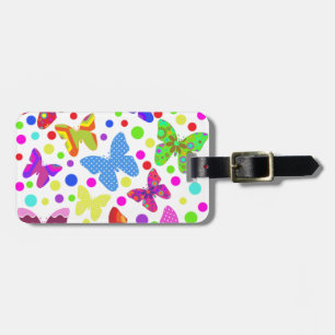 Färgstarka söta fjärilar och polka dots bagagebricka