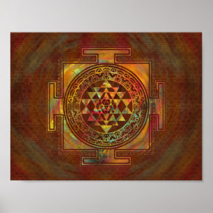 Färgstarka Sri Yantra/Sri Chakra Poster