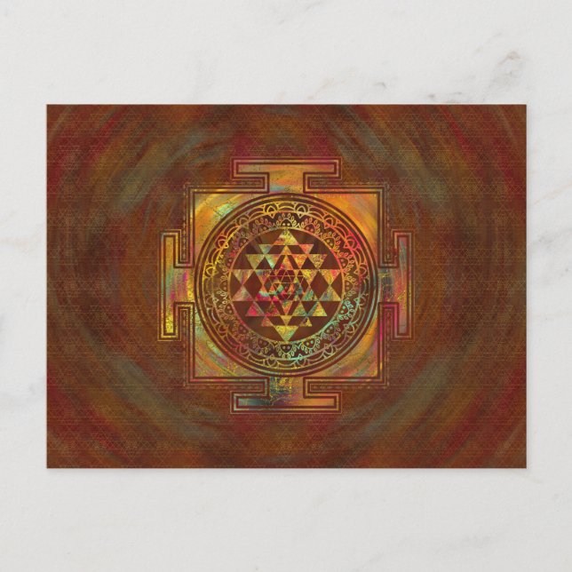Färgstarka Sri Yantra/Sri Chakra Vykort (Framsida)
