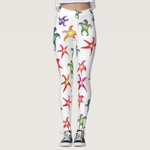 Färgstarka stjärnor, Havsstjärnor Leggings