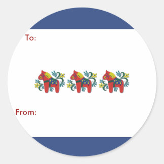 Färgstarka svenska Dala Horse Runt Klistermärke