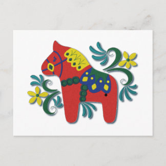 Färgstarka svenska Dala Horse Vykort
