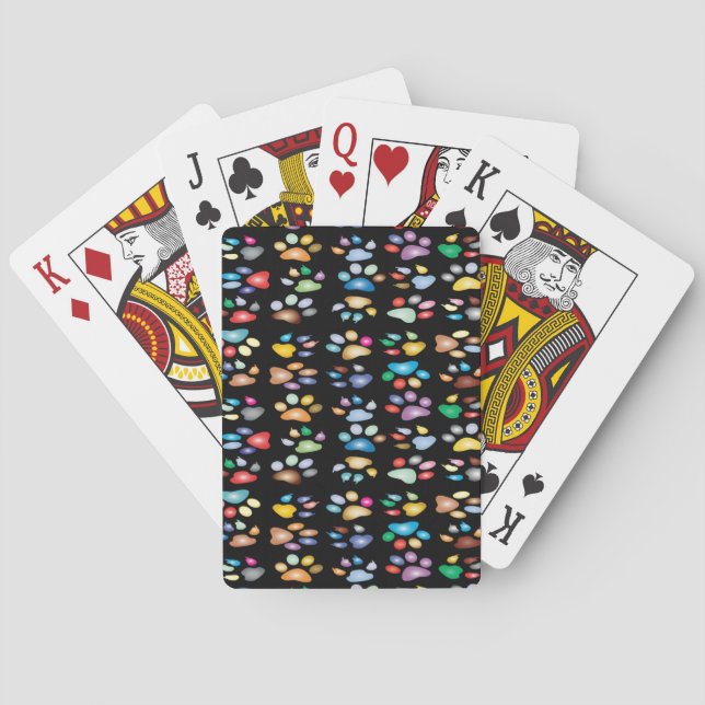 Färgstarka tass avtryck casinokort (Baksidan)