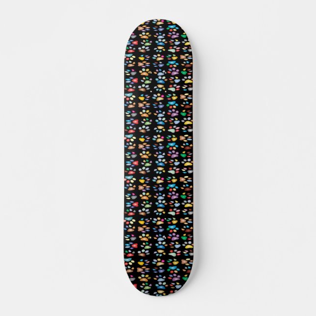 Färgstarka tass avtryck mini skateboard bräda 18,5 cm (Framsida)