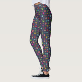 Färgstarka Tassavtryck-övertryckningslager Leggings