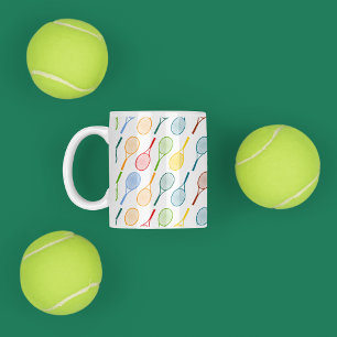 färgstarka tennisracketar mönster kaffemugg