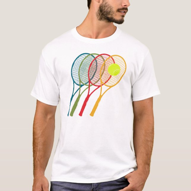 färgstarka tennisracketar t shirt (Framsida)