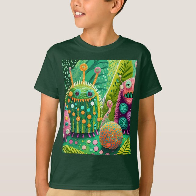 Färgstarka, texturerade monster med mönster t shirt (Framsida)