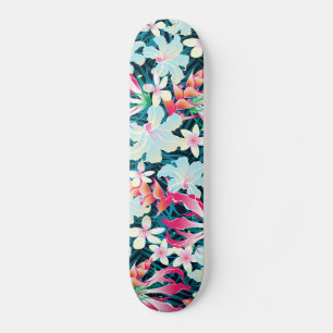 Färgstarka tropiska blommor mini skateboard bräda 18,5 cm