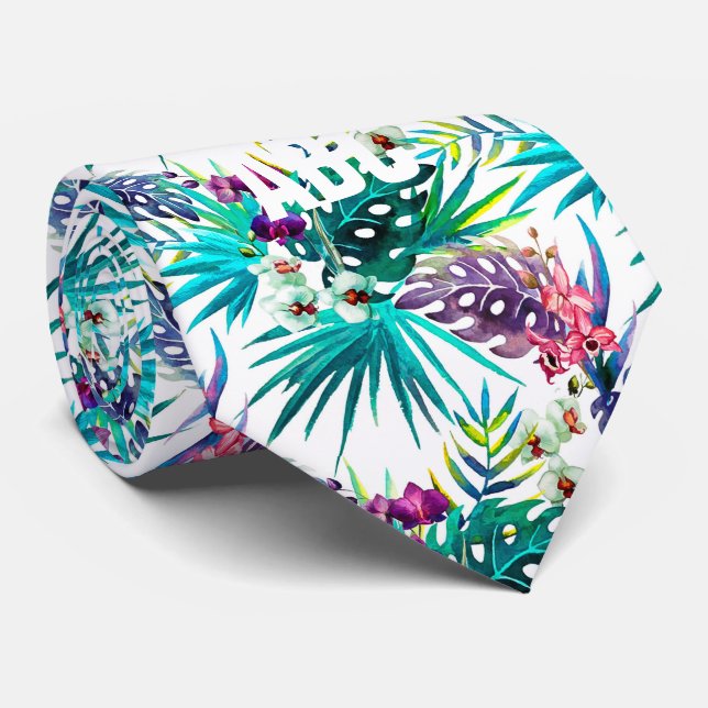 Färgstarka tropiska blommor och lök slips (Rullad)