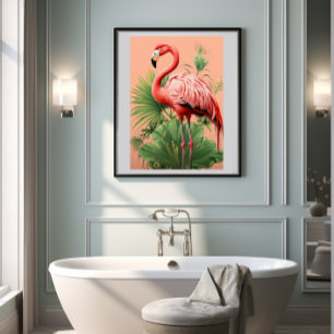 Färgstarka tropiska 🌴 🦩 Flamingo Paradise Poster