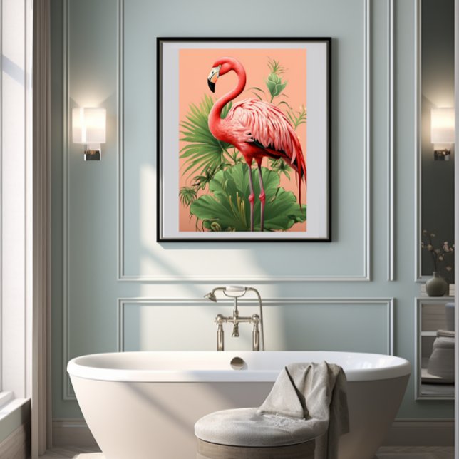 Färgstarka tropiska 🌴 🦩 Flamingo Paradise Poster (Skapare uppladdad)